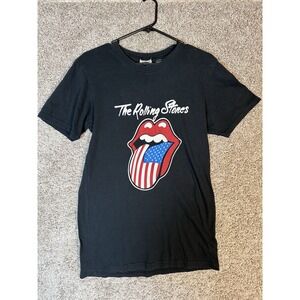 Rolling Stones 1981 Tour T-Shirt Small Black‎ USA Flag Tongue Logo